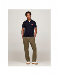 Polo uni flag x paris bleu marine homme - Tommy Hilfiger