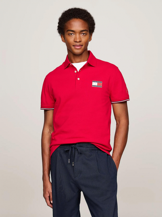 Polo uni flag x paris rouge homme - Tommy Hilfiger