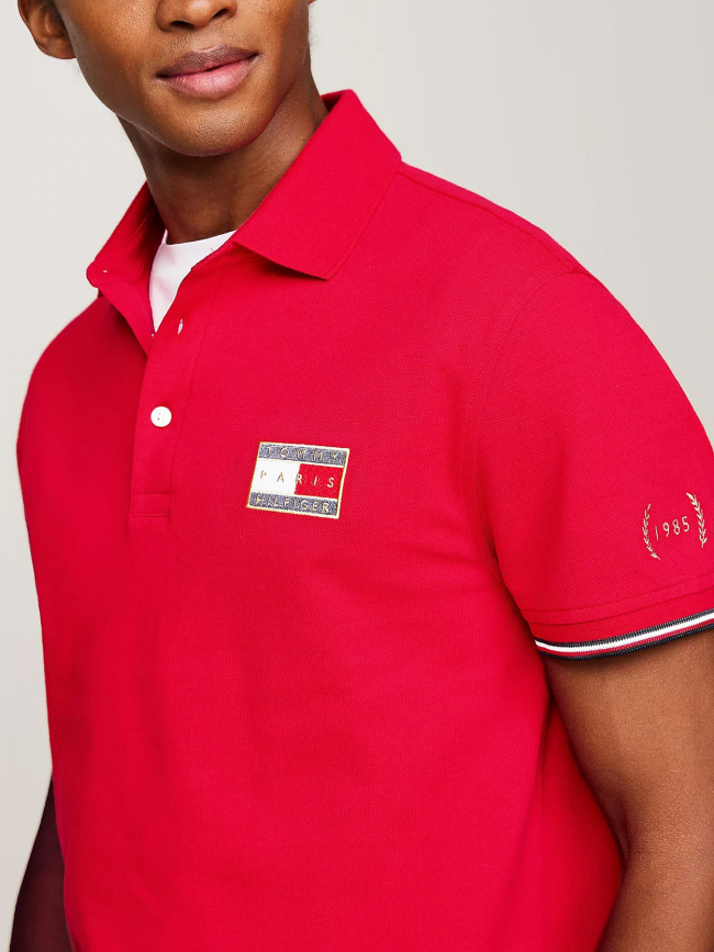 Polo uni flag x paris rouge homme - Tommy Hilfiger