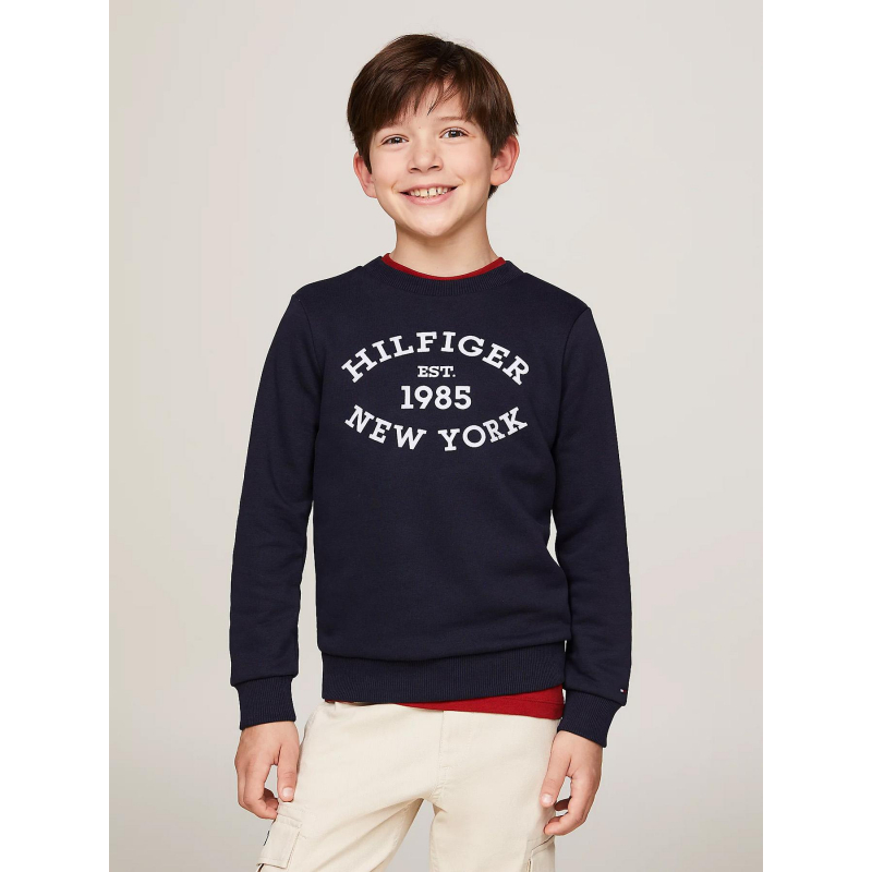 Sweat monotype flock bleu marine enfant - Tommy Hilfiger