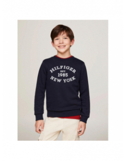 Sweat monotype flock bleu marine enfant - Tommy Hilfiger