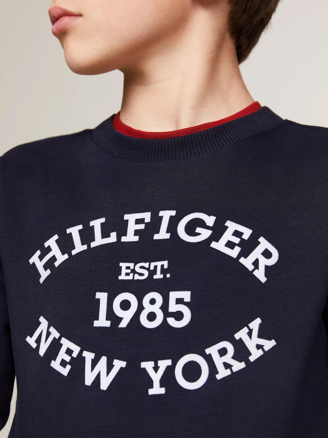 Sweat monotype flock bleu marine enfant - Tommy Hilfiger