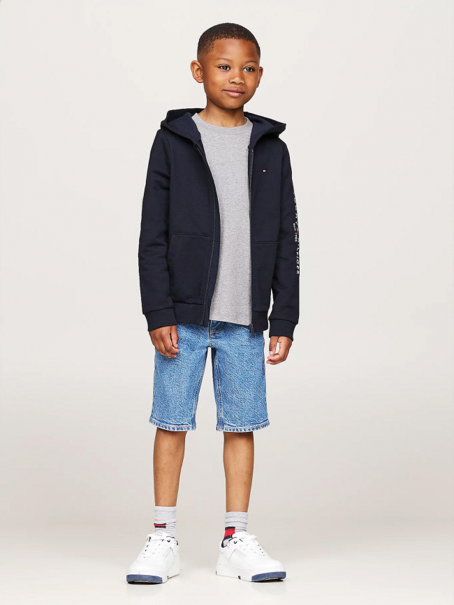 Sweat zippé à capuche essential bleu marine enfant - Tommy Hilfiger