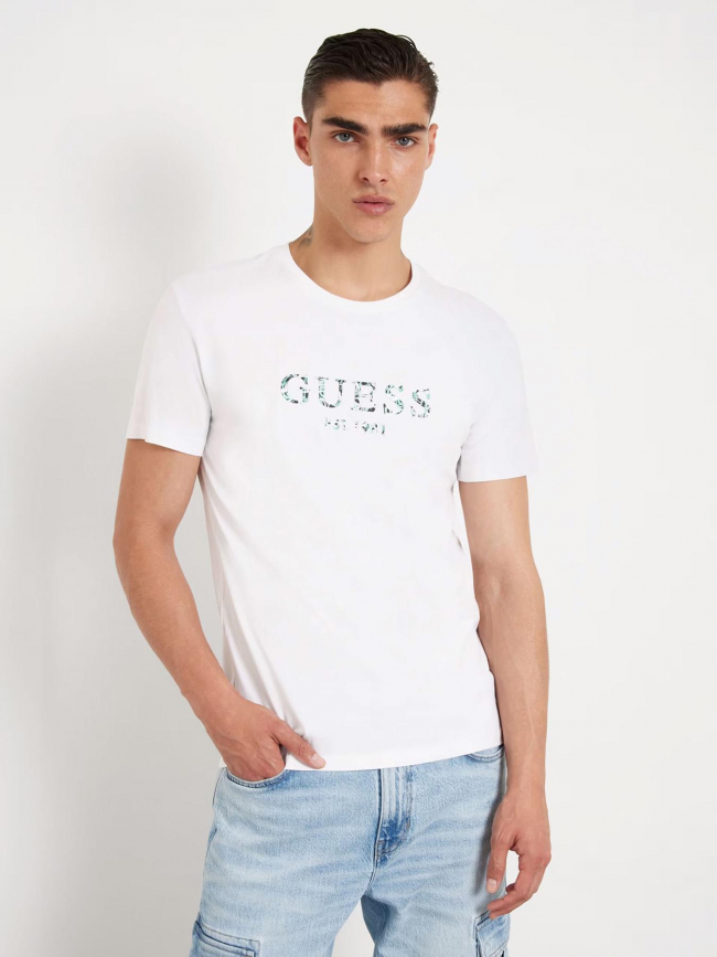 T-shirt logo iridesce blanc homme - Guess