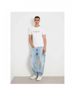 T-shirt logo iridesce blanc homme - Guess