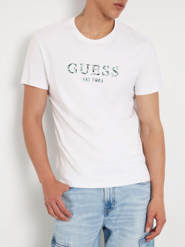 T-shirt logo iridesce blanc homme - Guess