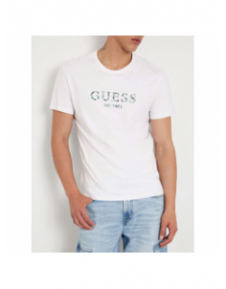 T-shirt logo iridesce blanc homme - Guess