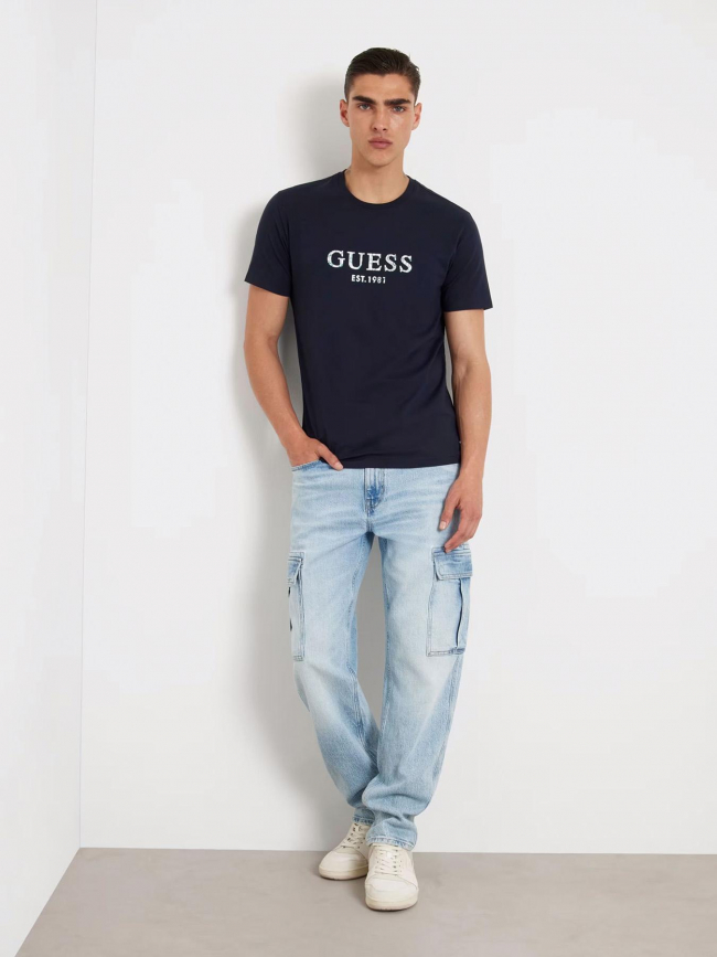 T-shirt logo iridesce bleu marine homme - Guess