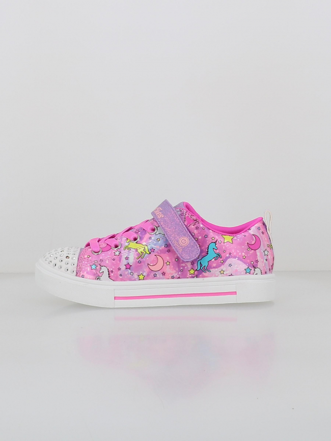 Baskets lumineuses à scratch twinkle sparks rose fille - Skechers