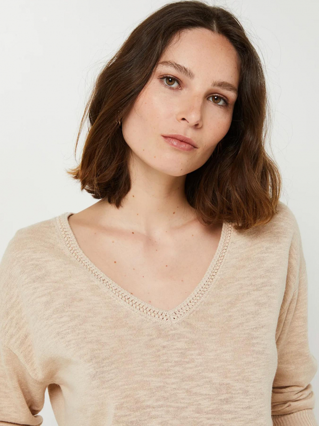 Pull en lin maddly beige femme - La Petite Etoile