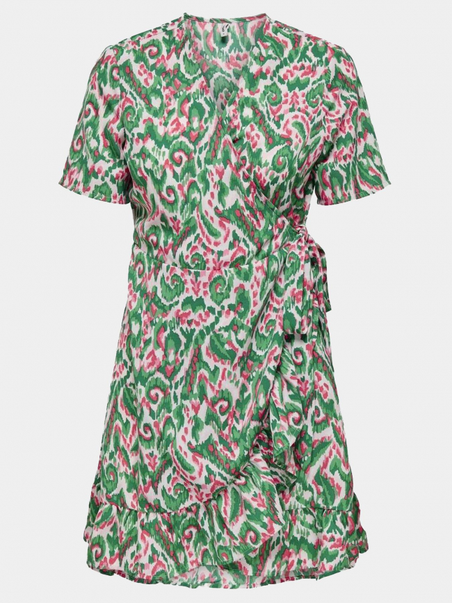 Robe portefeuille axi vert rose femme - Only