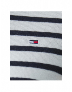 Pull fin rayé stitch blanc noir femme - Tommy Hilfiger