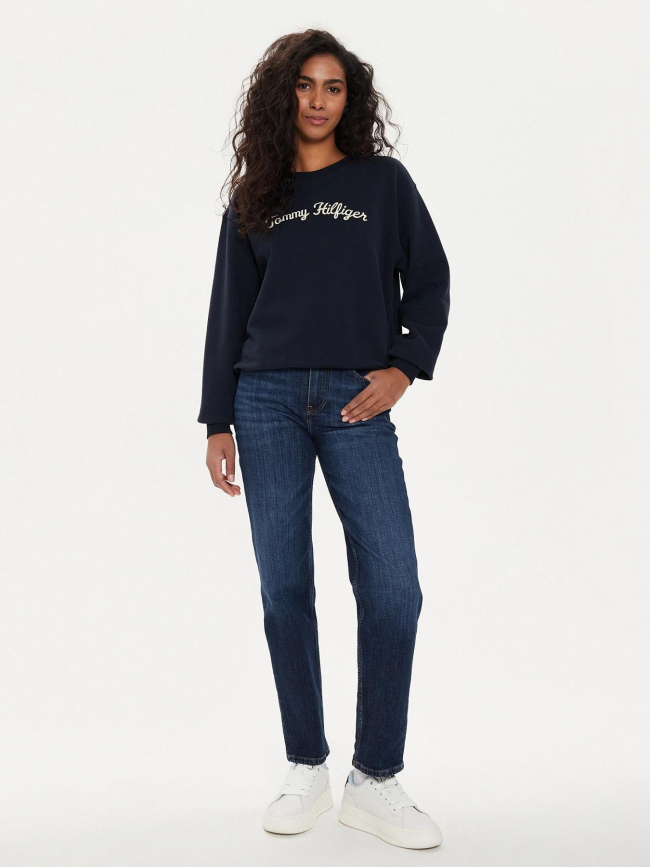 Sweat mordern script logo bleu marine femme - Tommy Hilfiger