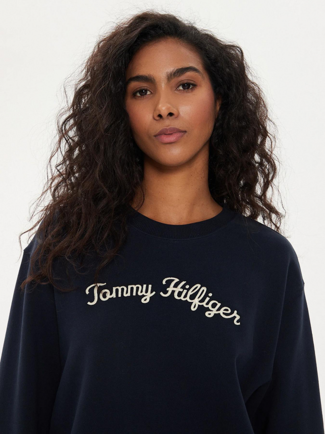 Sweat mordern script logo bleu marine femme - Tommy Hilfiger