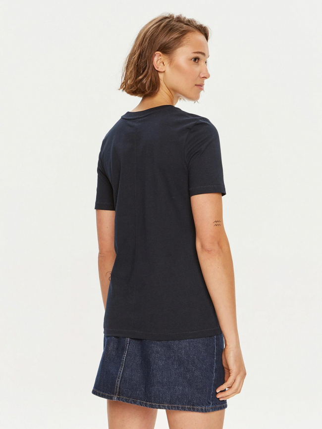 T-shirt reg script logo bleu marine femme - Tommy Hilfiger