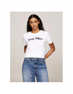 T-shirt reg script logo blanc femme - Tommy Hilfiger