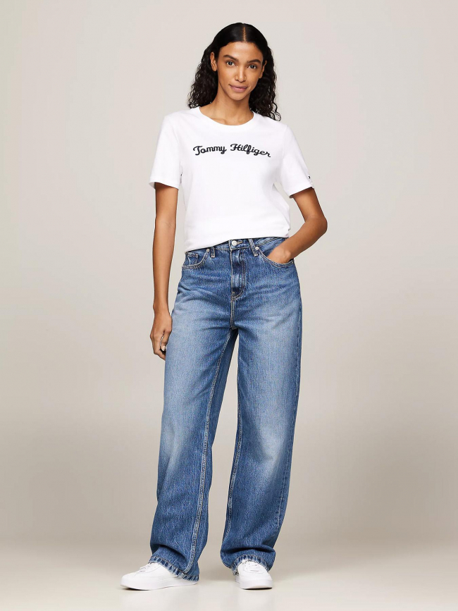 T-shirt reg script logo blanc femme - Tommy Hilfiger