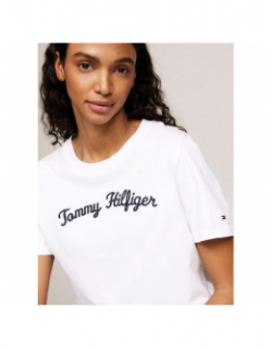 T-shirt reg script logo blanc femme - Tommy Hilfiger