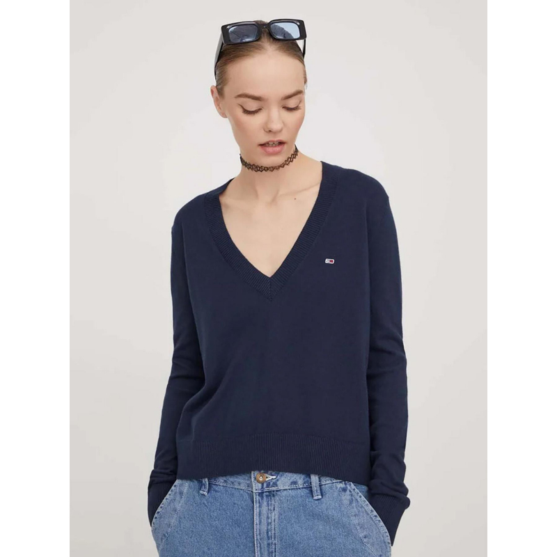 Pull col v essential bleu marine femme - Tommy Jeans