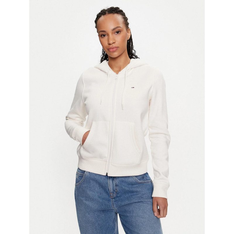 Sweat zippé à capuche regular flag blanc femme - Tommy Jeans