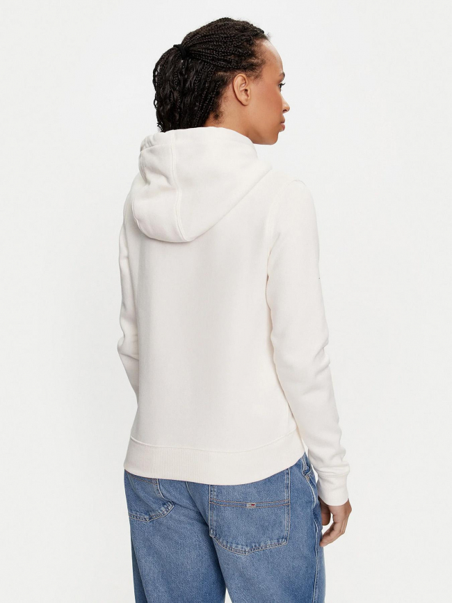 Sweat zippé à capuche regular flag blanc femme - Tommy Jeans