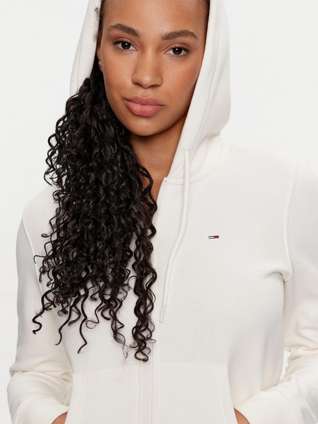 Sweat zippé à capuche regular flag blanc femme - Tommy Jeans