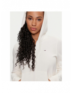 Sweat zippé à capuche regular flag blanc femme - Tommy Jeans