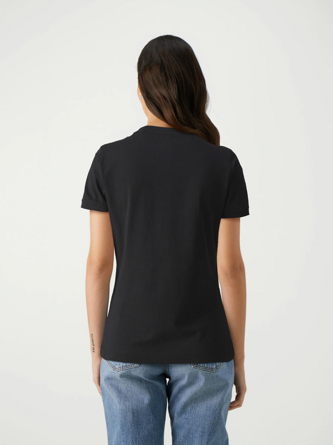 T-shirt logo triangle léopard noir femme - Guess