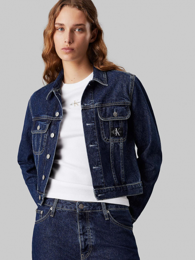 Veste en jean crop 90's bleu foncé femme - Calvin Klein Jeans