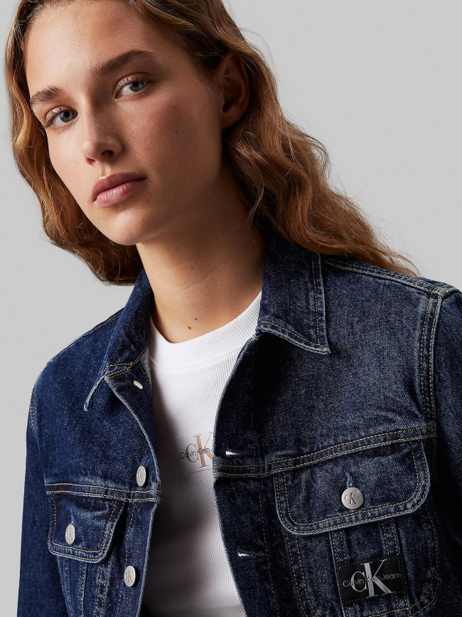 Veste en jean crop 90's bleu foncé femme - Calvin Klein Jeans