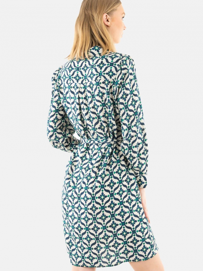 Robe imprimé ruka blanc bleu femme - La Petite Etoile