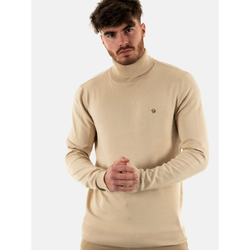 Pull col roulé fracas beige homme - Benson & Cherry