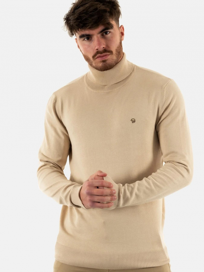 Pull col roulé fracas beige homme - Benson & Cherry