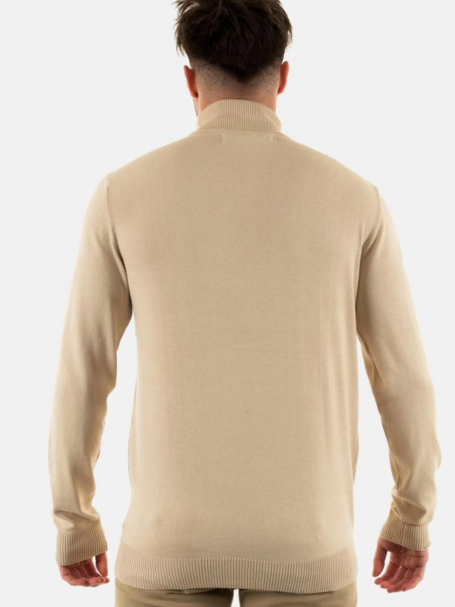 Pull col roulé fracas beige homme - Benson & Cherry