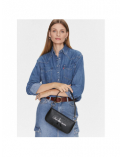 Sac a main sculpted shoulder noir femme - Calvin Klein