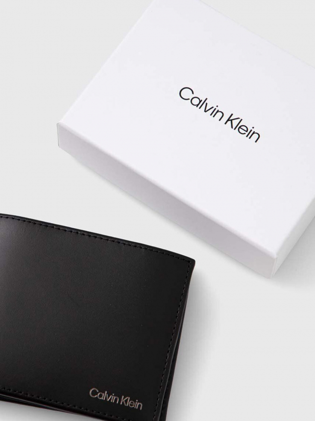 Portefeuille 3 volets smooth noir homme - Calvin Klein