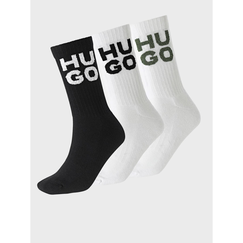 Pack de 3 paires de chaussettes blanc et noir homme - Hugo