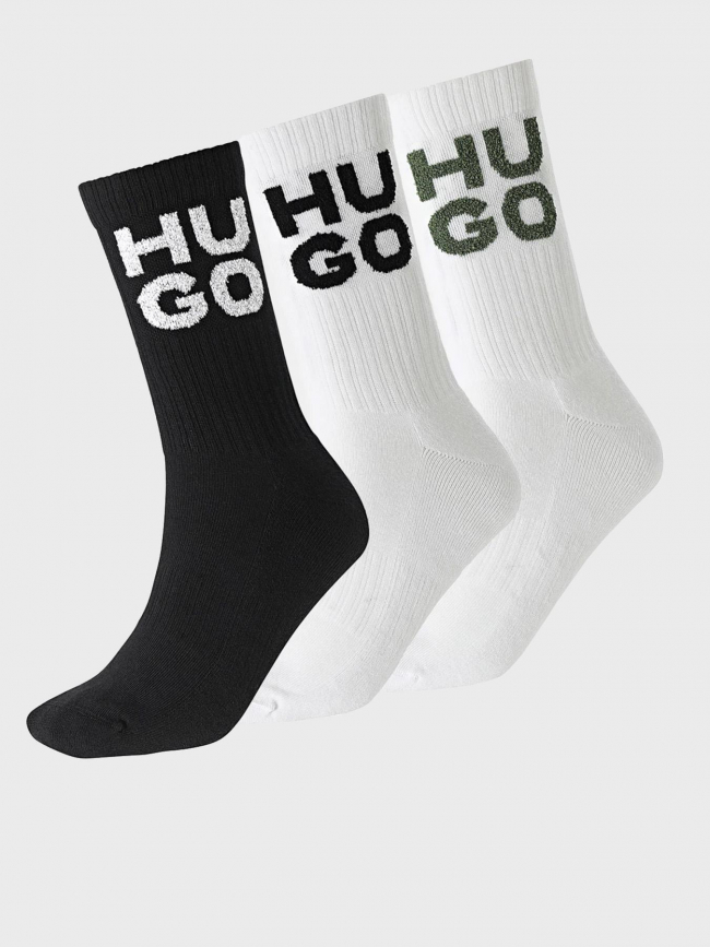 Pack de 3 paires de chaussettes blanc et noir homme - Hugo