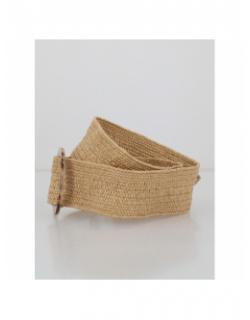 Ceinture raphia fania beige femme - Deeluxe