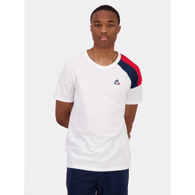 T-shirt épaule tricolore n4 blanc homme - Le Coq Sportif