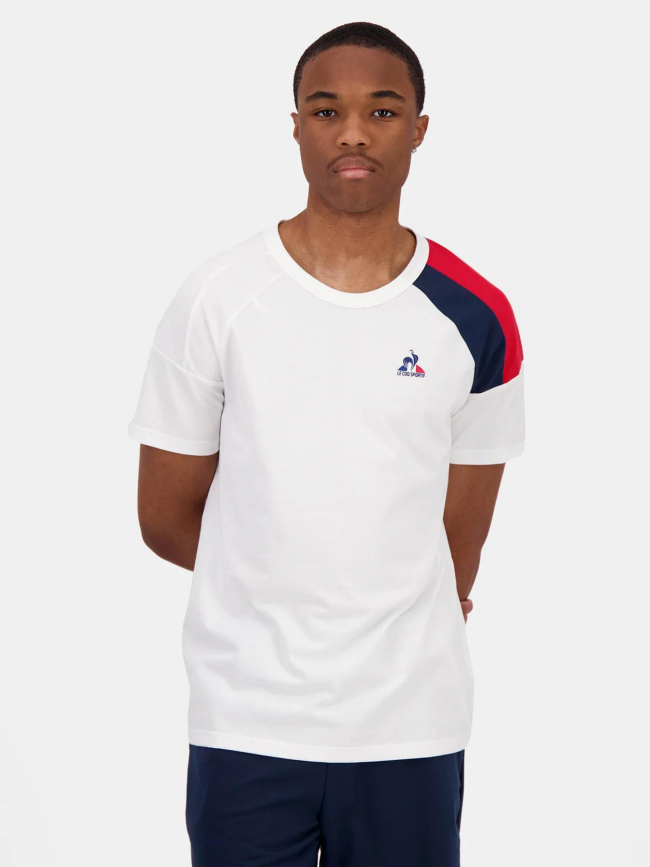 T-shirt épaule tricolore n4 blanc homme - Le Coq Sportif