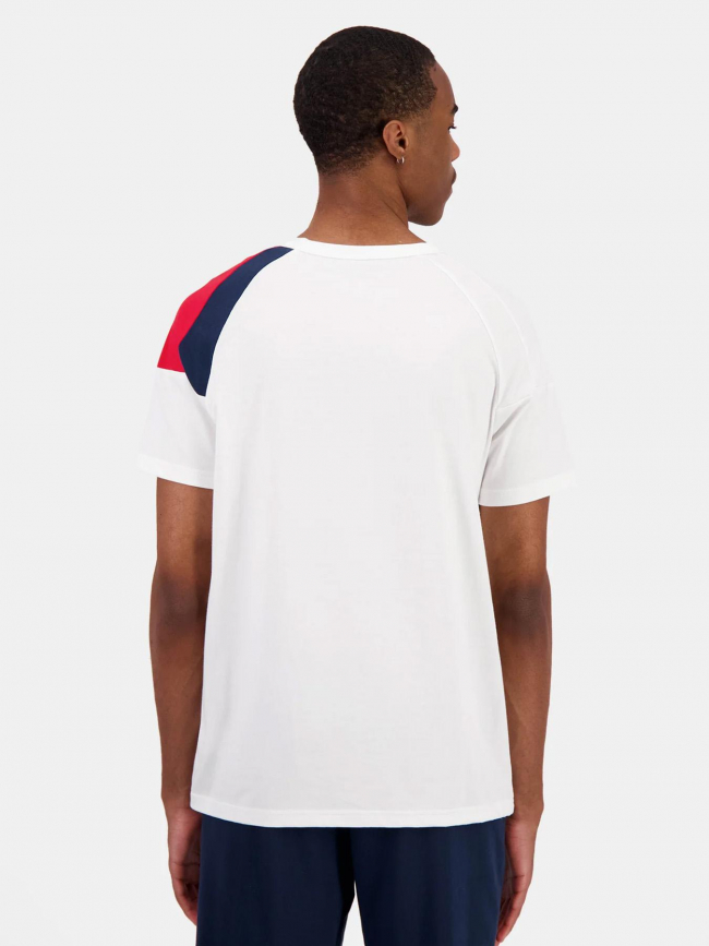 T-shirt épaule tricolore n4 blanc homme - Le Coq Sportif