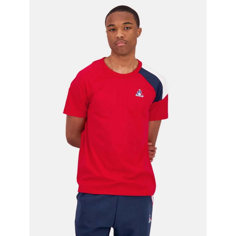 T-shirt épaule tricolore n4 rouge homme - Le Coq Sportif