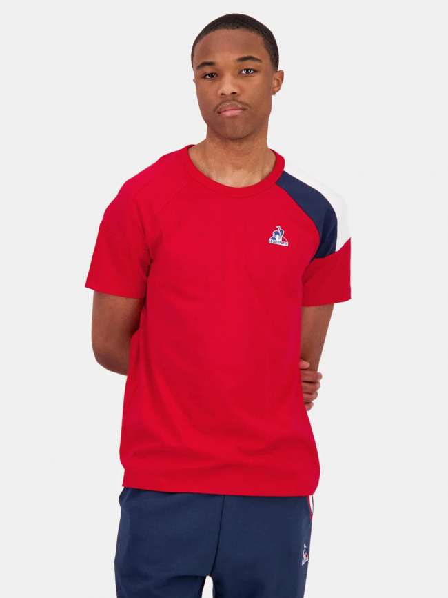 T-shirt épaule tricolore n4 rouge homme - Le Coq Sportif