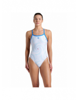 Maillot de bain natation 1 pièce fireflow blanc bleu femme - Arena