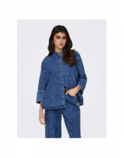 Chemise grace ls rhinestone denim bleu femme - Only