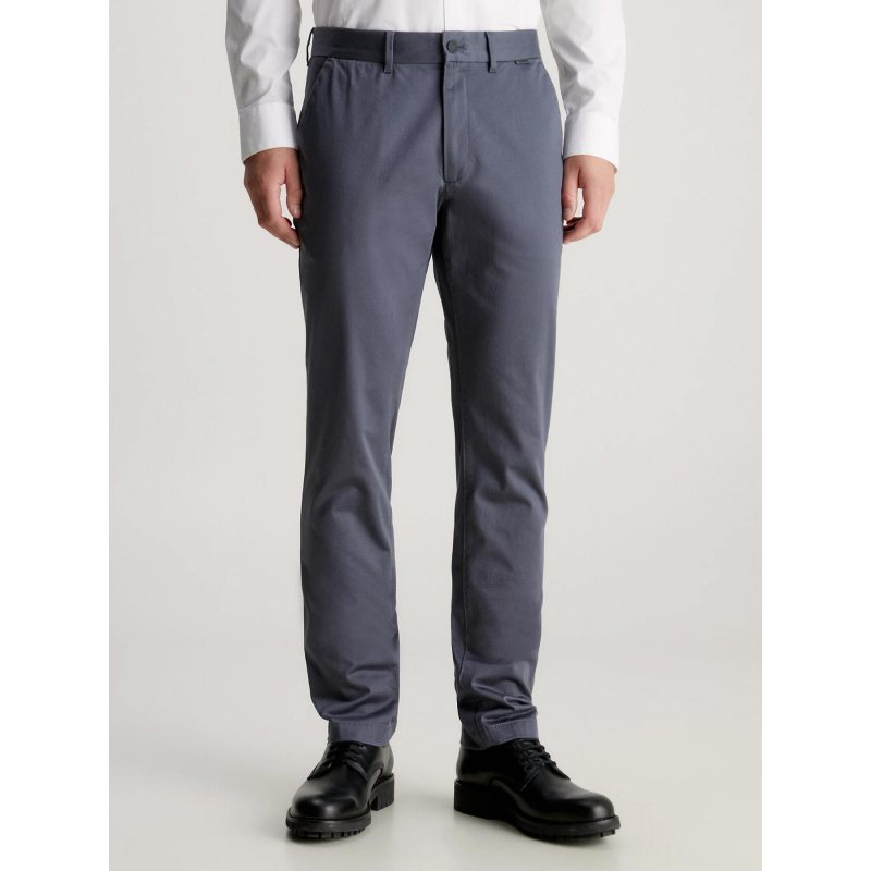 Pantalon satin stretch slim gris homme - Calvin Klein