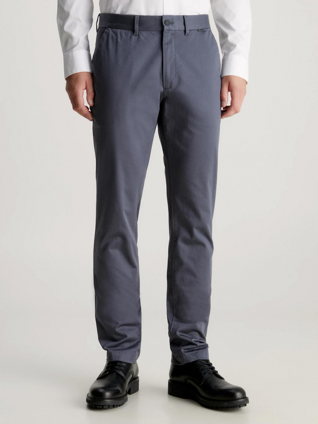 Pantalon satin stretch slim gris homme - Calvin Klein
