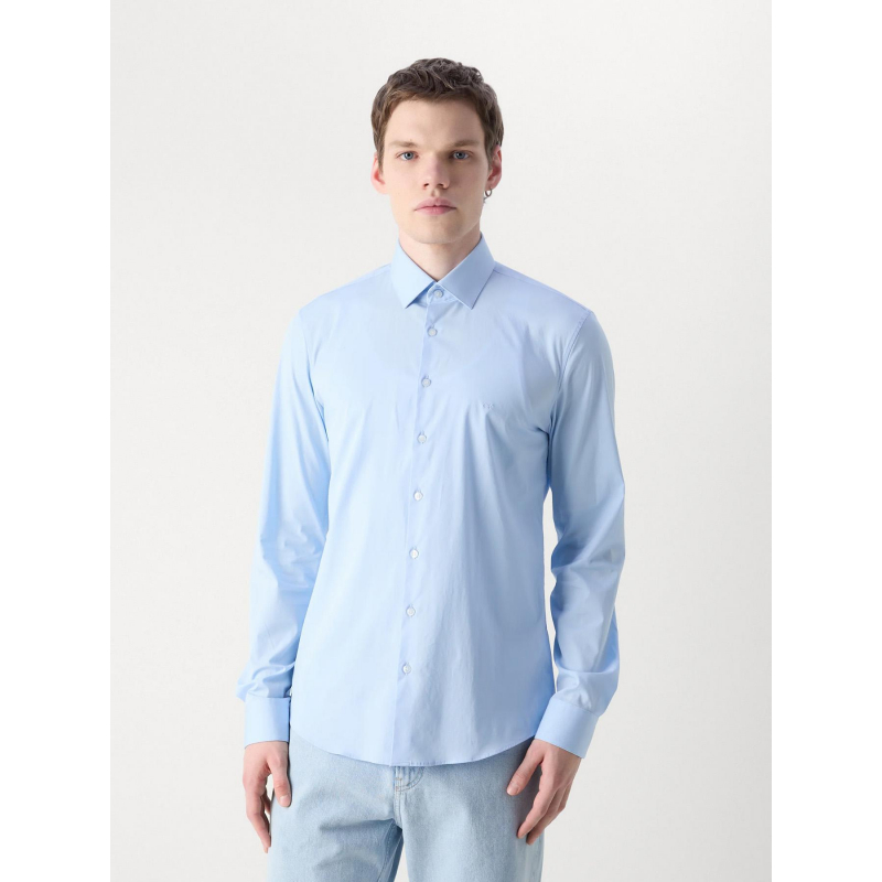 Chemise poplin stretch slim bleu homme - Calvin Klein