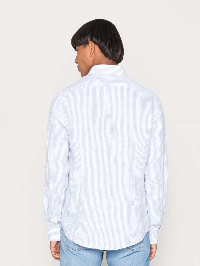 Chemise poplin stripe slim bleu blanc - Calvin Klein